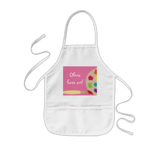 Pink Kids Art Palette Artist Smock Apron
