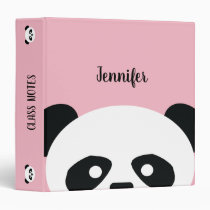 Pink Kids Kawaii Panda Personalized School 3 Ring Binder