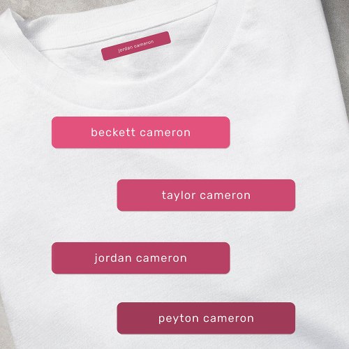 Pink Kids Name Iron On Clothing Labels