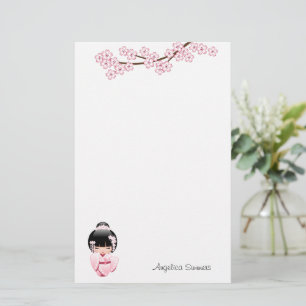 Pink Kimono Kawaii Kokeshi Doll Stationery