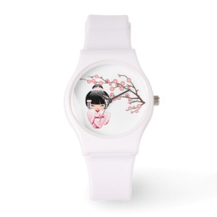 Pink Kimono Kawaii Kokeshi Doll Watch