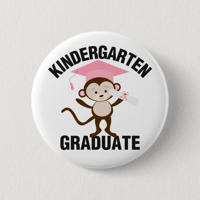 Pink Kindergarten Graduate Pinback Button (Front)