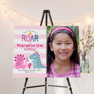 Pink Kindergarten Graduation Photo Dinosaur Girl Foam Board