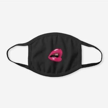 Pink Kiss Hot Lips Black Cotton Face Mask by stargiftshop at Zazzle