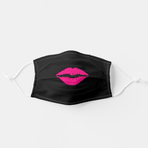 Pink Kiss Lips _ Black Adult Cloth Face Mask