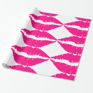 PINK KISS LIPS CHRISTMAS WRAPPING PAPER