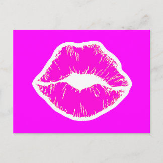 Pink kiss lips lipstick makeup beauty fashion love postcard