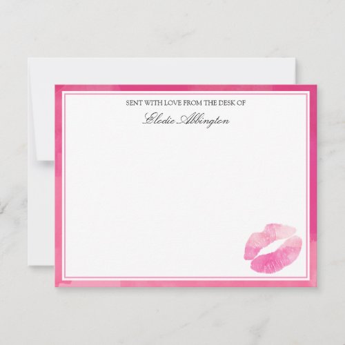 Pink Kiss Mark Sent With Love Note Card