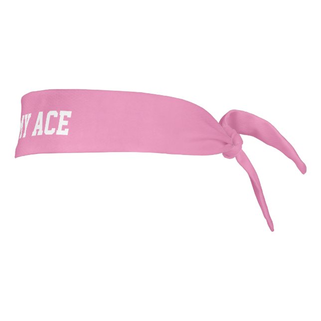 Pink Kiss My Ace custom tennis sports tie headband (Rotate 90)