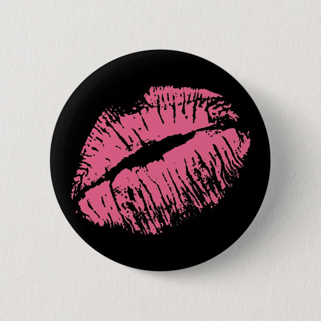 Pink Kiss Pinback Button (Front)