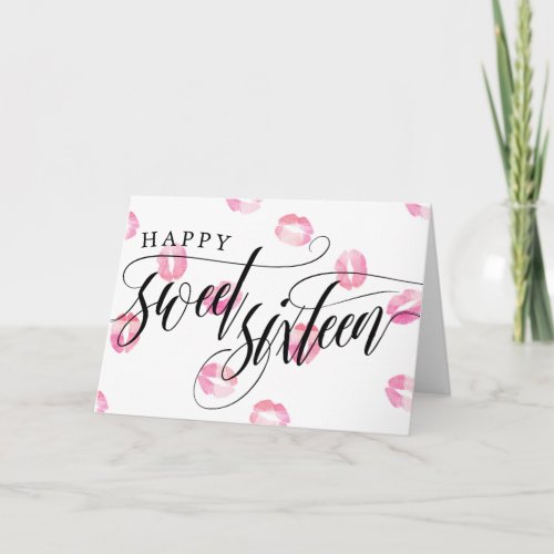 Pink Kisses Happy Sweet Sixteen Card