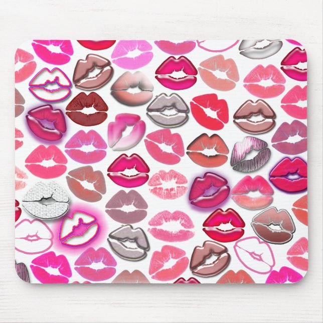 Pink Kisses Mouse Pad (Front)