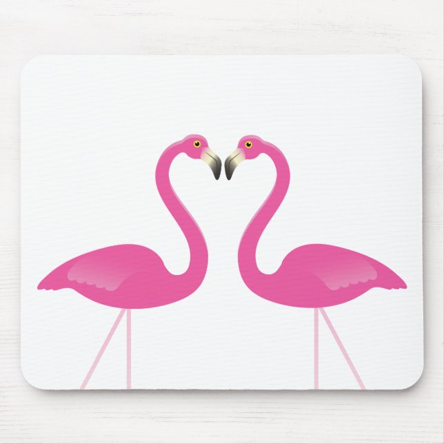 Pink Kissing Flamingos Mousepad (Front)