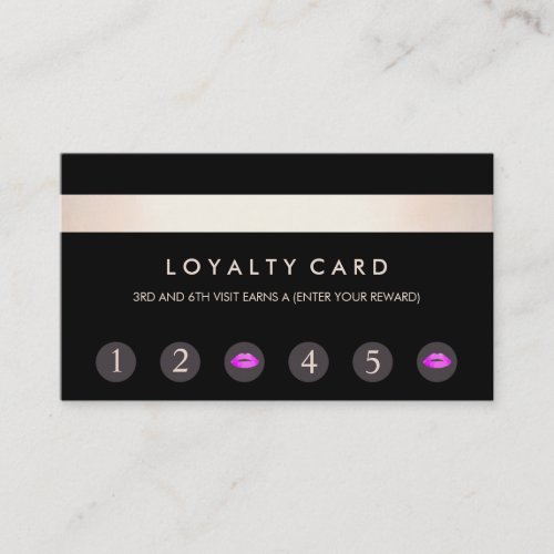 Pink Kissing Lips 6 Punch Customer Loyalty Card