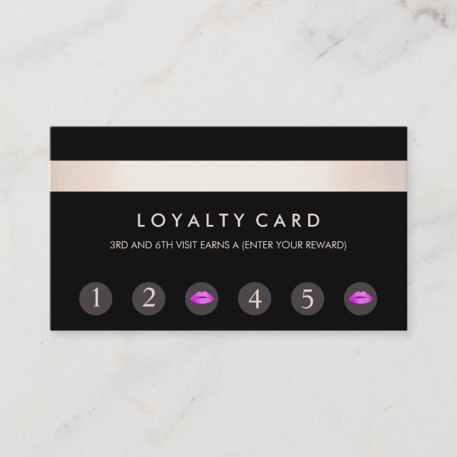 Pink Kissing Lips 6 Punch Customer Loyalty Card (Front)