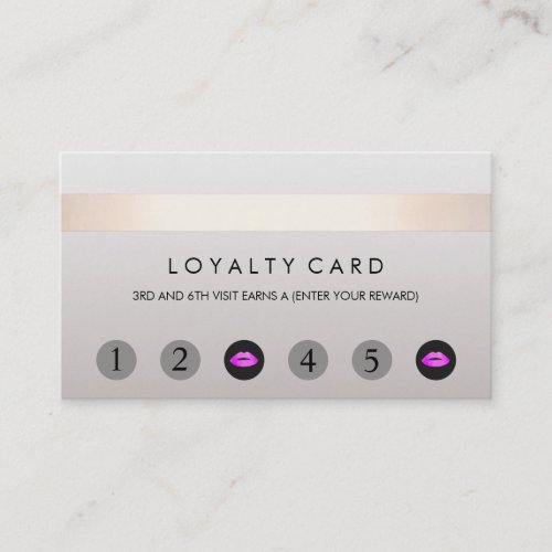 Pink Kissing Lips 6 Punch Customer Loyalty Card