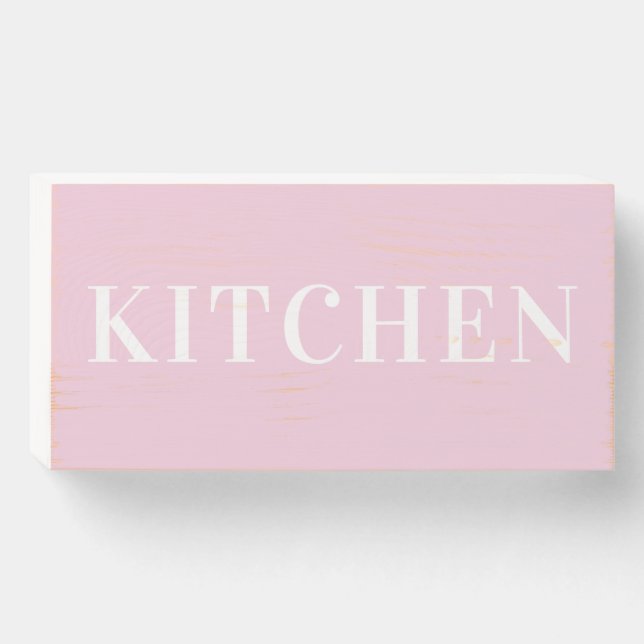 Pink Kitchen quote Wooden Wall Art Wooden Box Sign (Front Horizontal)
