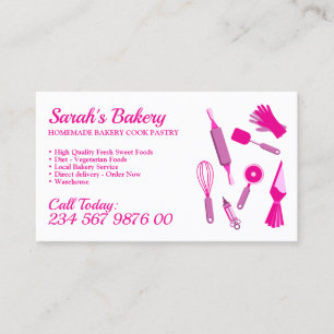 Pink Kitchen Stuff Bakery Cake Pastry Cook Chef Business Card