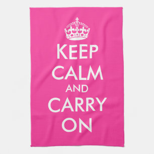 Pink kitchen towel Keep calm and carry on
