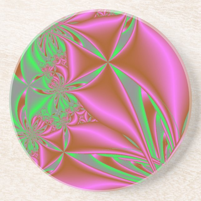 Pink Kites With Green Drink Coaster (Front)