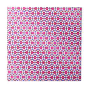 Pink kitsch flower pattern ceramic tile