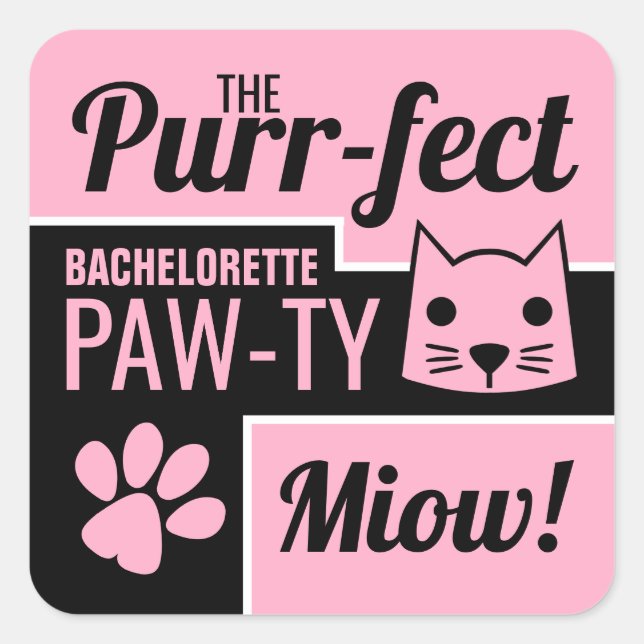 Pink Kitten Bachelorette Party Square Sticker (Front)