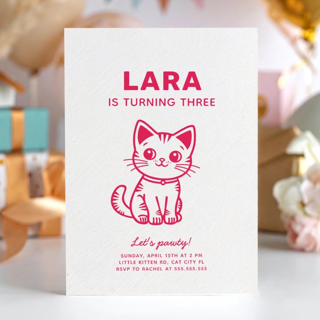 Pink kitten birthday party invite (Creator Uploaded)