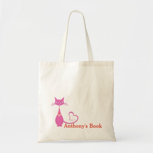 Pink Kitten kids named library Tote Bag