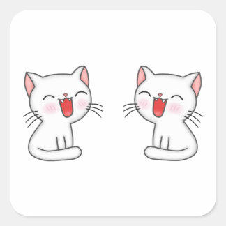 Pink kittens are smiling square sticker