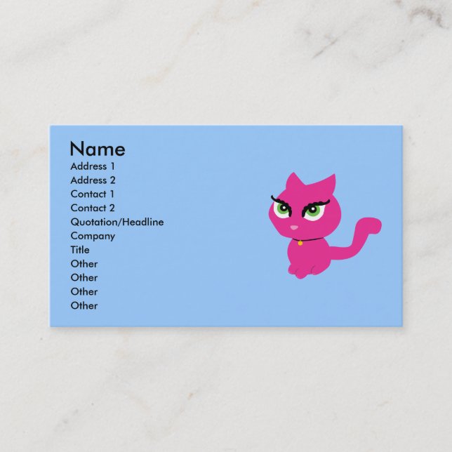 Pink Kitty Cat Business Cards (Front)