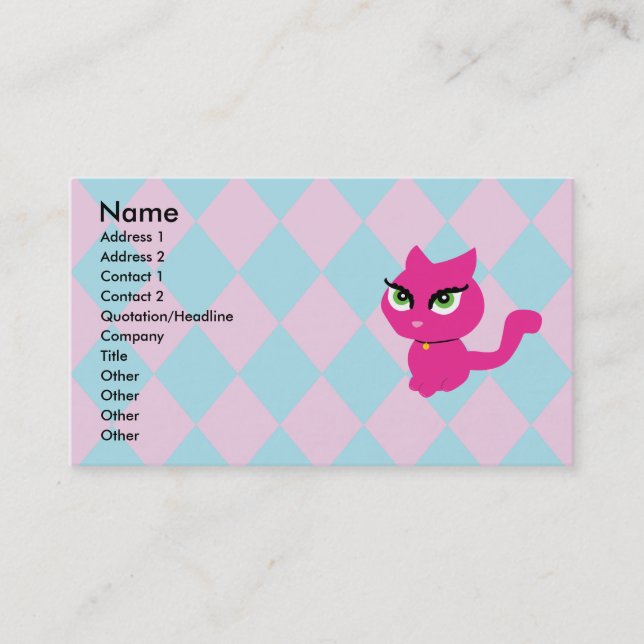 Pink Kitty Cat Business Cards (Front)