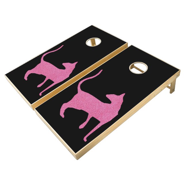 Pink Kitty Cat Cornhole Set (Angled)