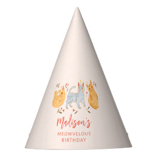 Pink Kitty Cat Meowvelous Birthday Party Hat