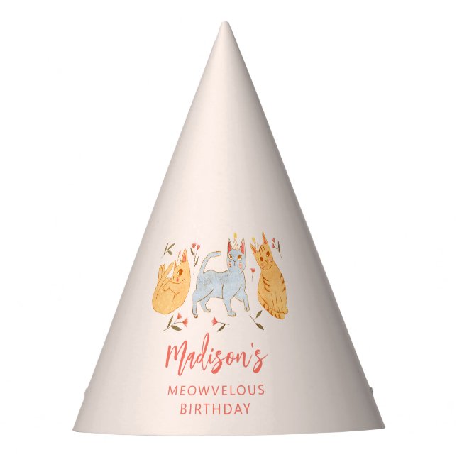 Pink Kitty Cat Meowvelous Birthday Party Hat