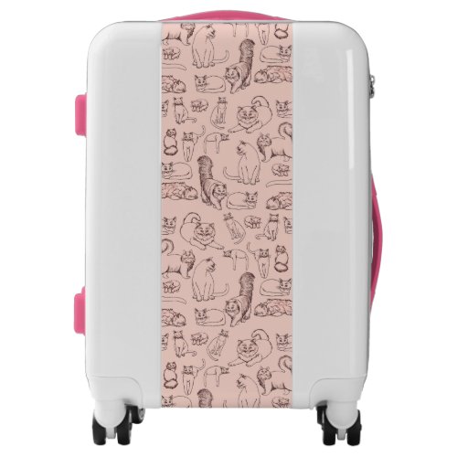 Pink Kitty Cat Sketches Carry On Luggage