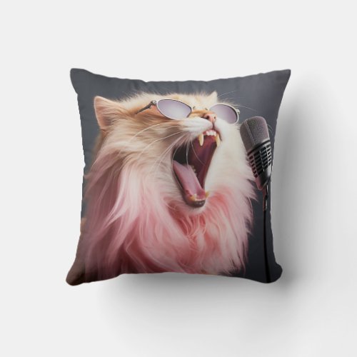 Pink Kitty Cat Throw Pillow
