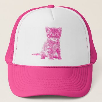 Pink Kitty Cat Trucker Hat by zarenmusic at Zazzle
