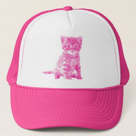 Pink Kitty Cat Trucker Hat