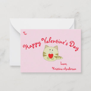 Pink Kitty Love Valentine's Day Business Card Size