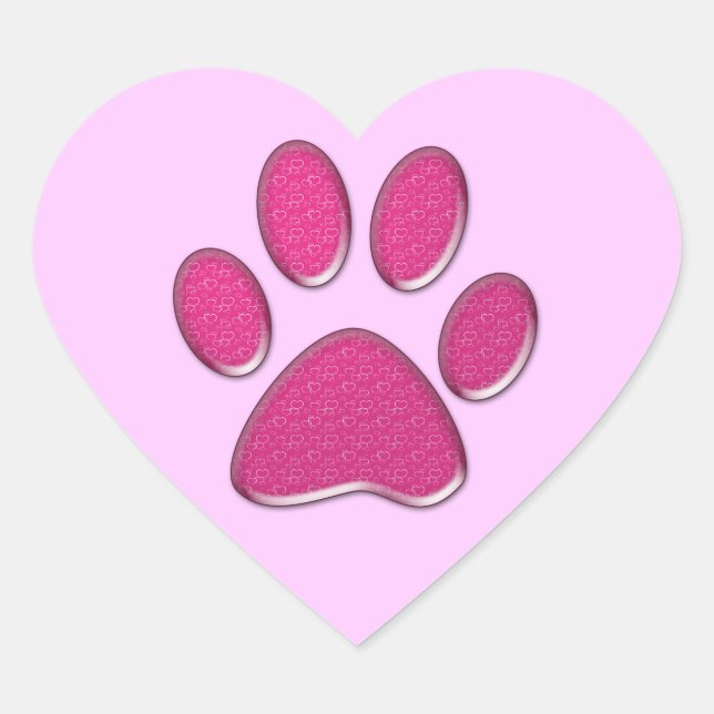 pink kitty paw print heart sticker (Front)