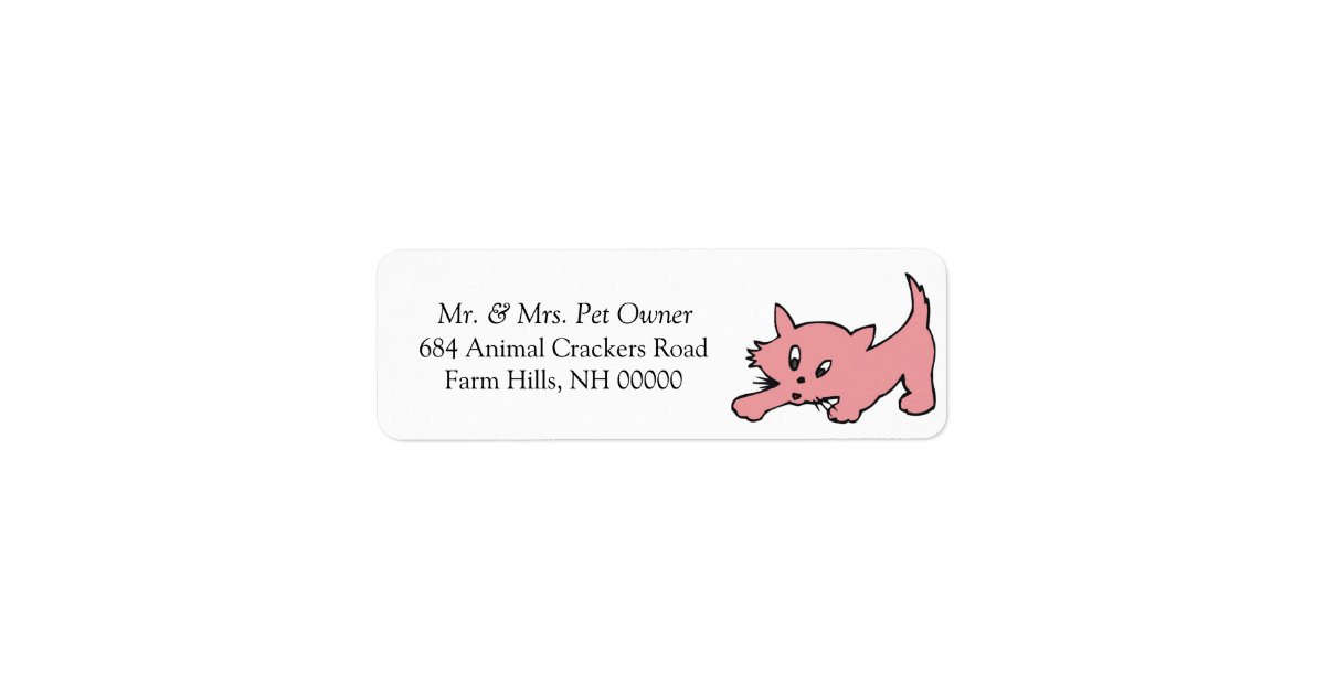 Pink Kitty Return Address Mail Labels Stickers Zazzle