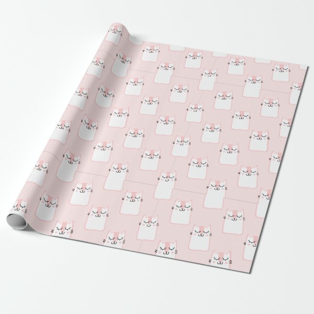 Pink Kitty Wrapping Paper (Unrolled)