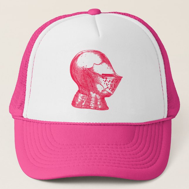 Pink Knight Medieval Armor Helmet Knights Trucker Hat (Front)