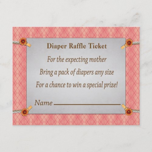 Pink Knit Baby Shower Diaper Raffle Ticket Enclosure Card