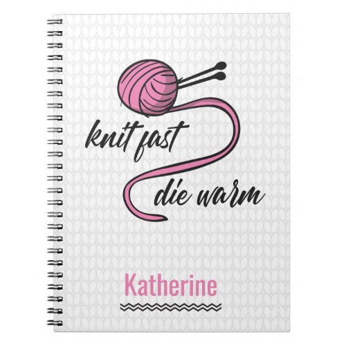 Pink Knit Fast Die Warm Notebook