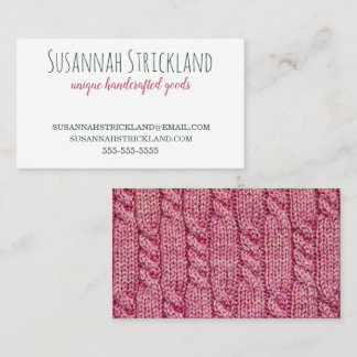 Pink knit handmade craft business card