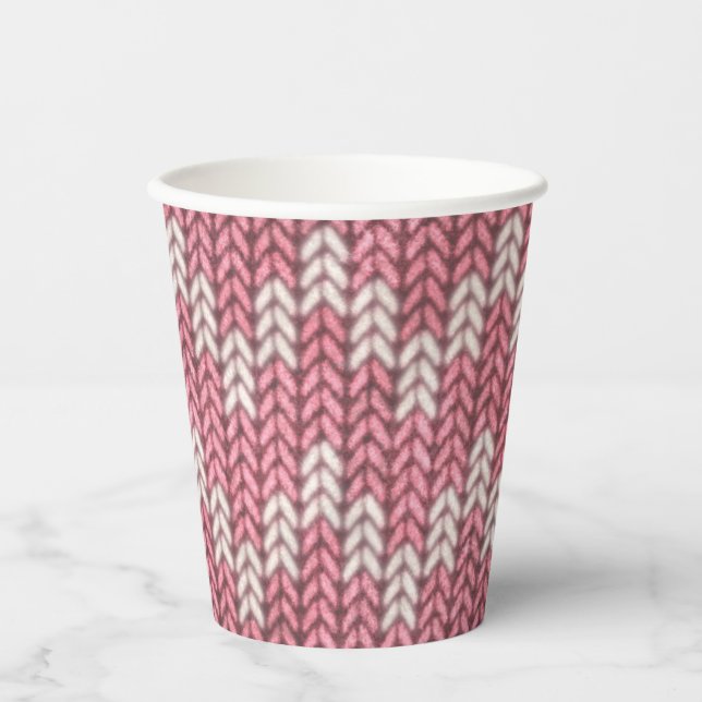 Pink Knit Pattern Paper Cup (Front)
