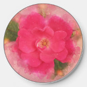 Pink Knockout Rose Watercolor Wireless Charger (Front)