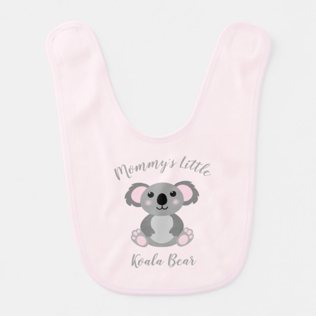 Pink Koala Bear Baby Shower Baby Bib (Front)