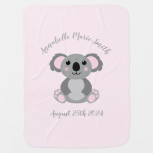 Pink Koala Bear Baby Shower Blanket